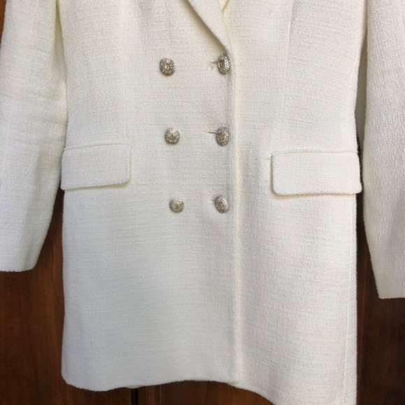 NWT! ZARA TEXTURED BLAZER DRESS LONG WINTER WHITE 3118/273 SMALL Balmain - Picture 6 of 9